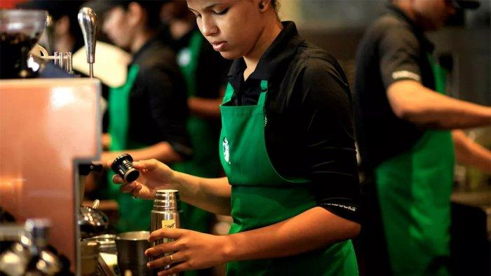 Ilustrasi barista menuang kopi ke dalam cangkir