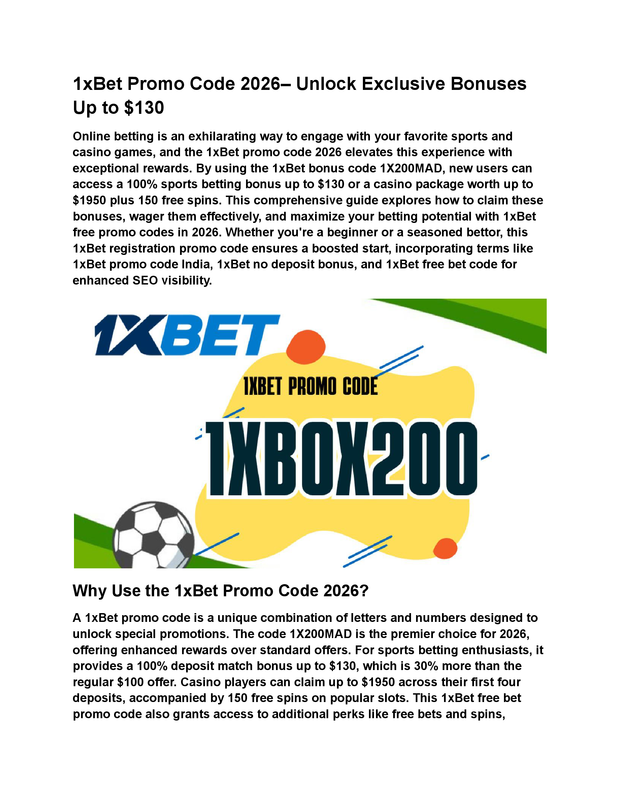 1xBet Registration Promo Code - Bonus €130
