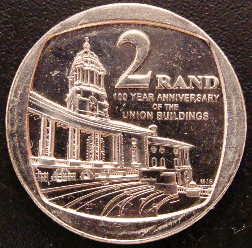 2 Rand. Sudáfrica (2014) Centenario Edificios de la Unión SAF-2-Rand-2014-centenario-edificios-de-la-Uni-n-rev