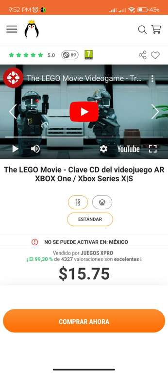 Kinguin: The LEGO Movie - Clave CD del videojuego AR XBOX One / Xbox Series X|S 
