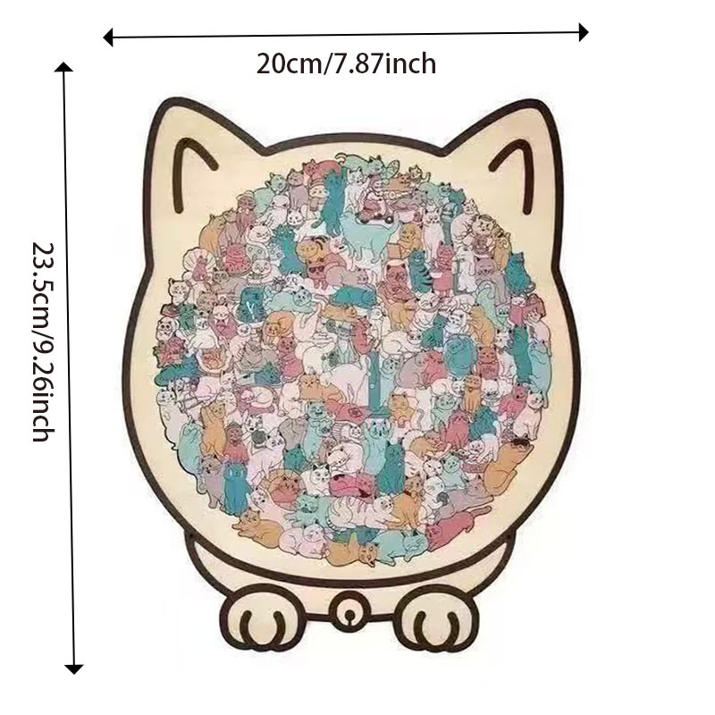 【Macaron Colors】Cat Collection Puzzle - Irregular Shaped Jigsaw with Adorable Kitten Pieces, Stacking Display Stand - Cute Home Decor & Brain Teaser for Ages 6+ - Unique Gift for Cat Lovers