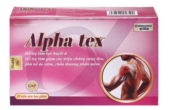 (DateT4/26) Alpha Tex HD (H/30 viên nén) hỗ trợ làm tan huyết ứ, chấn thương phần mềm ( ALPHA T )