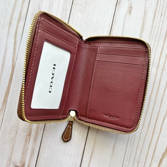 COACH Small Zip Around Wallet In Signature Jacquard Khaki COACH Small Zip Around Wallet In Signature Jacquard Khaki