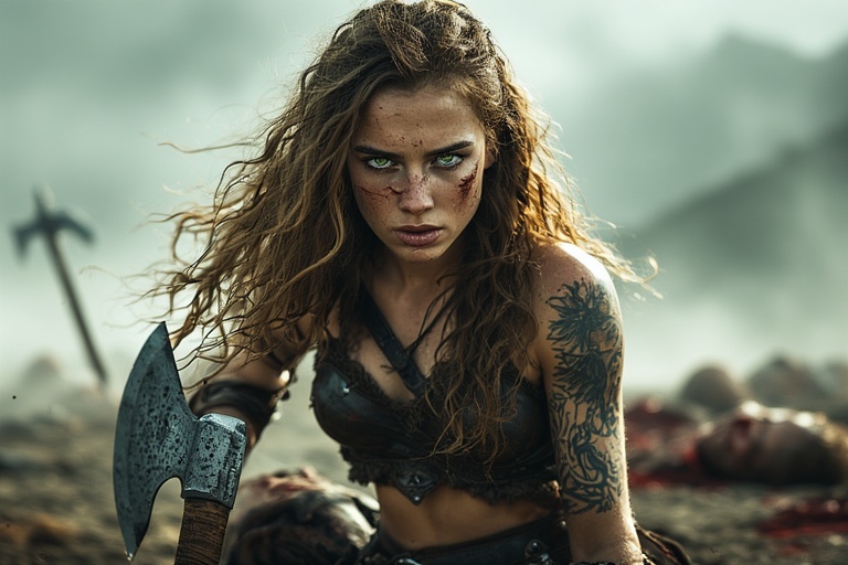 Viking-girl-holding-norse-axe-(3)