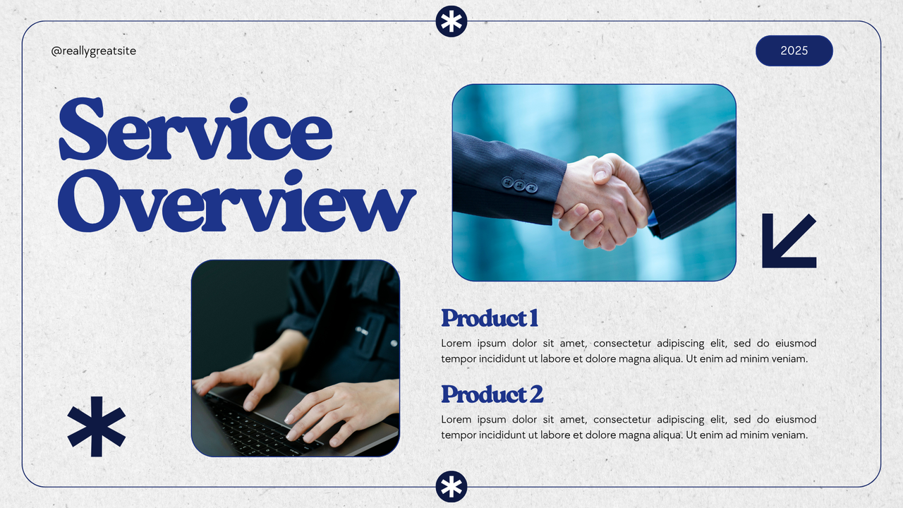 Blue and Grey Modern Geometric Simple Minimalist Pitch Deck Presentation