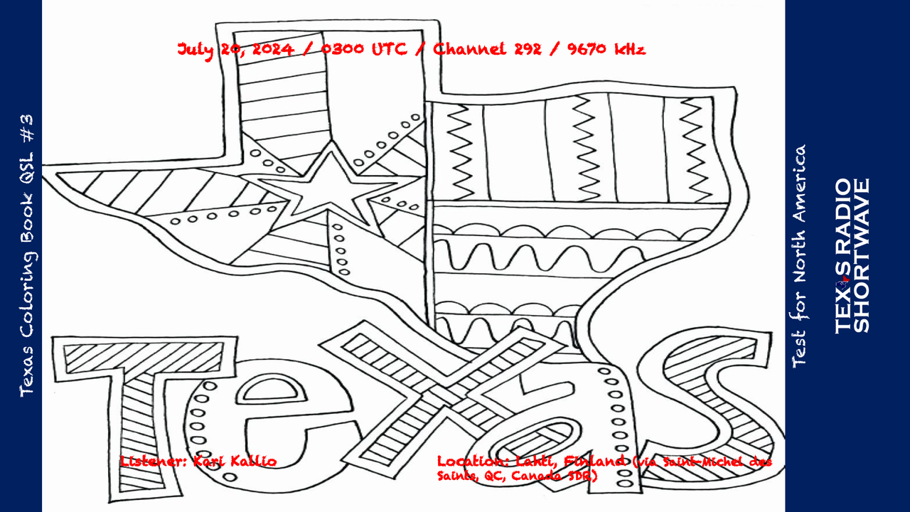 TRSW - Texas Towns (Weve Been Everywhere) 9670 Test_Coloring Book QSL #3_Channel 292 - Kallio