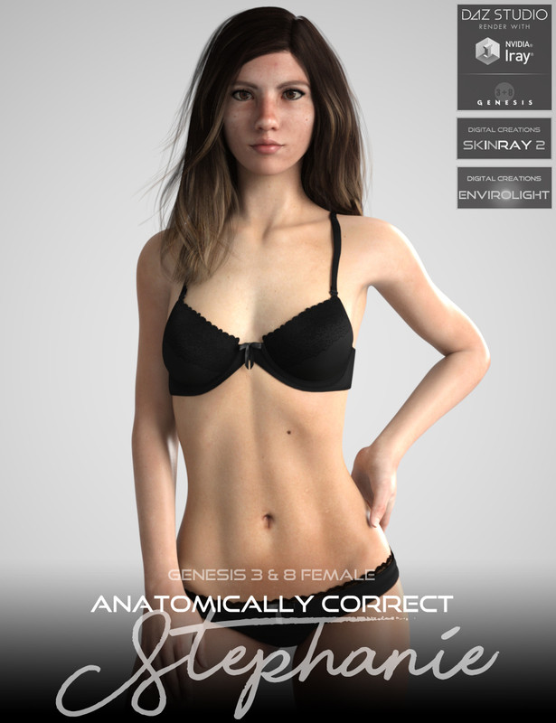 Anatomically Correct: Stephanie for Genesis 3 and Genesis 8 Female