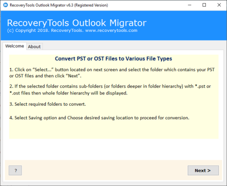 RecoveryTools Outlook Migrator 6.3