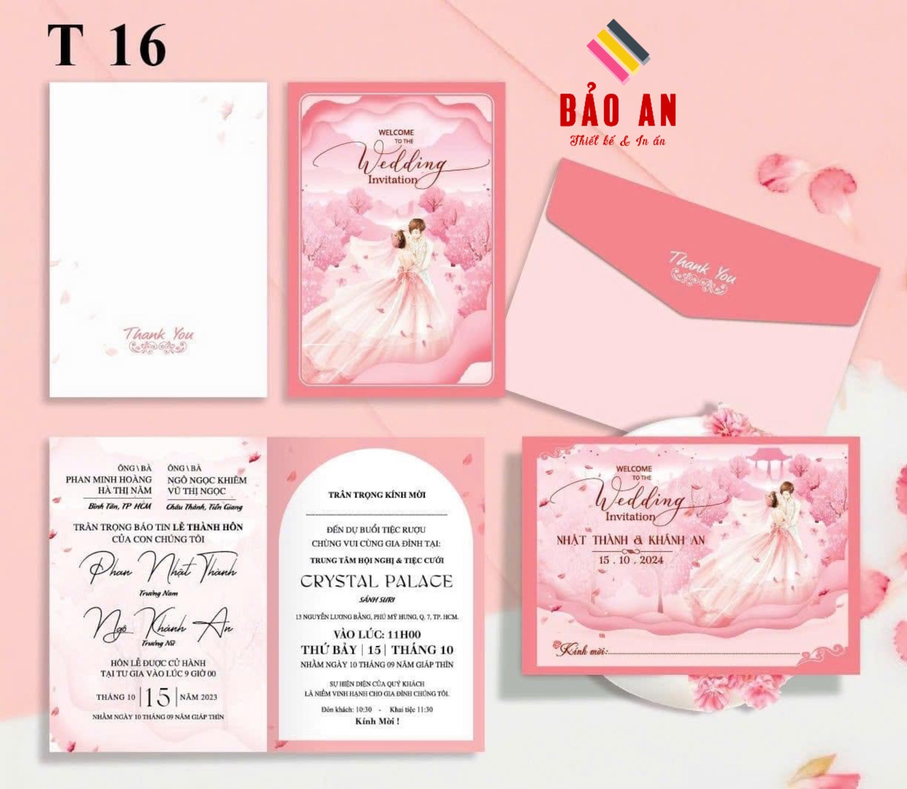 Thiệp chibi váy xoè tone hồng (T16)