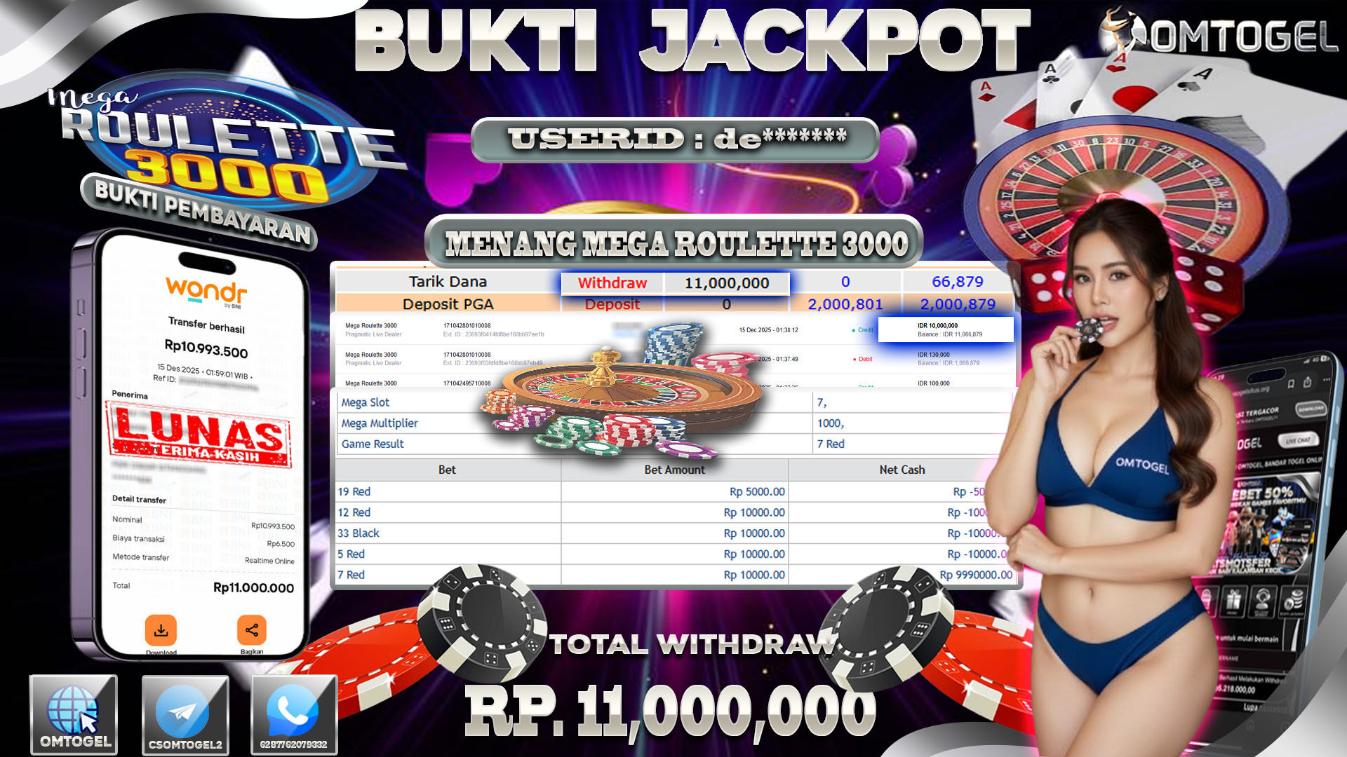 OMTOGEL JACKPOT PRAGMATIC LIVE DEALER MEGA ROULETTE 3000 ,11 JUTA DI BAYAR LUNAS ,-