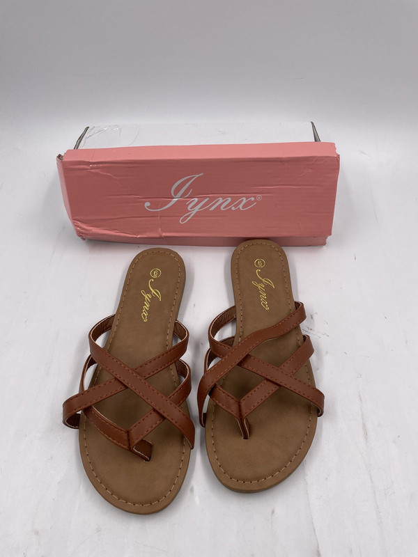 JYNX BROWN APPLE CROSS SANDALS WOMENS 6