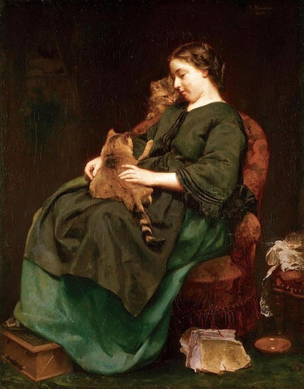 Ludwig-Knaus-Die-Katzenmutter-1856