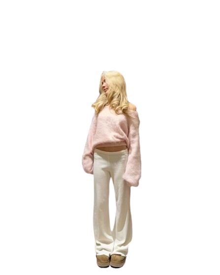 Fluffy pink sweater
