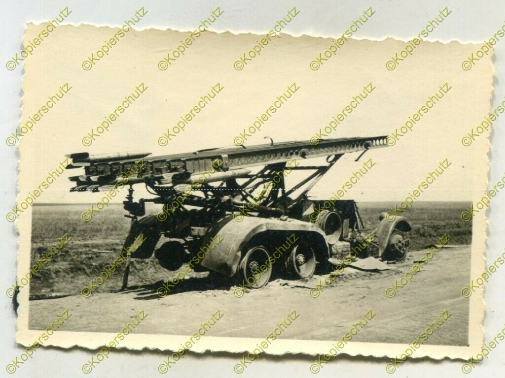Foto, Wehrmacht, zerstörte Katjuscha, Stalinorgel, Nahaufnahme, 