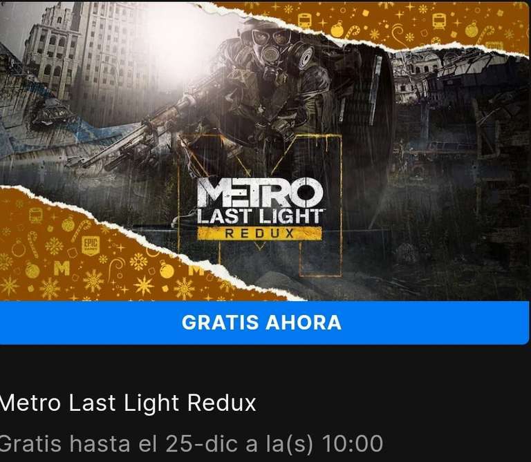 Epic Games Store: Metro Last Light Redux [Gratis] 
