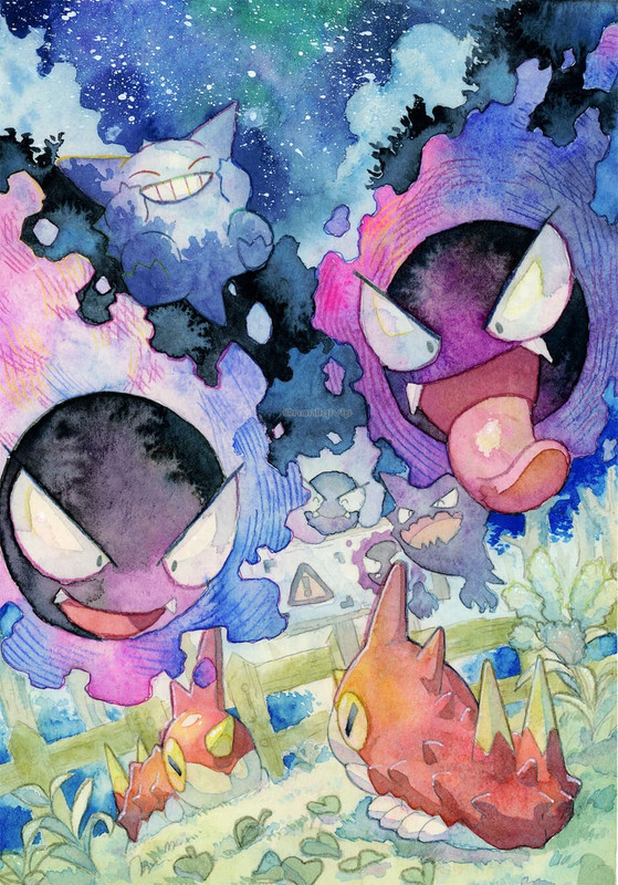 gengar-gastly-haunter-and-wurmple-pokemo