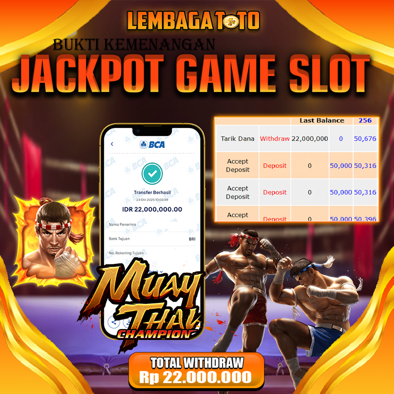 BUKTI JACKPOT 24 OCTOBER LEMBAGATOTO MUAY THAI CHAMPION Rp.22.000.000,- LUNAS