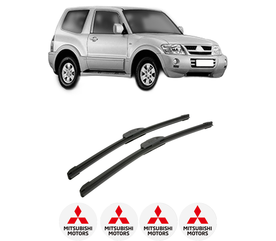 Set stergatoare auto MITSUBISHI PAJERO CLASSIC (V2_W, V6_W, V7_W) din 2001-2006, pentru parbriz auto, 2 bucati, Bosch Aerotwin Retrofit, din cauciuc siliconat rezistent, 4 Stickere Auto MITSUBISHI