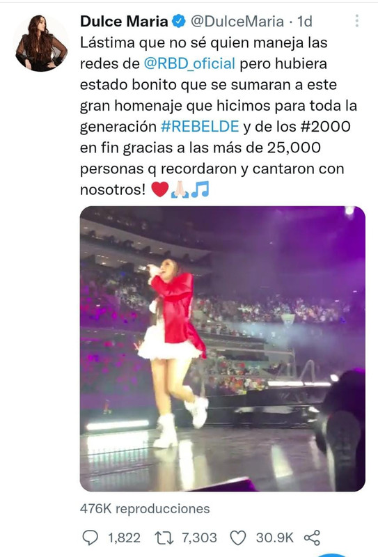 Dulce María se queja por poca atención a su tributo de RBD ¿Celosa de Anahí?