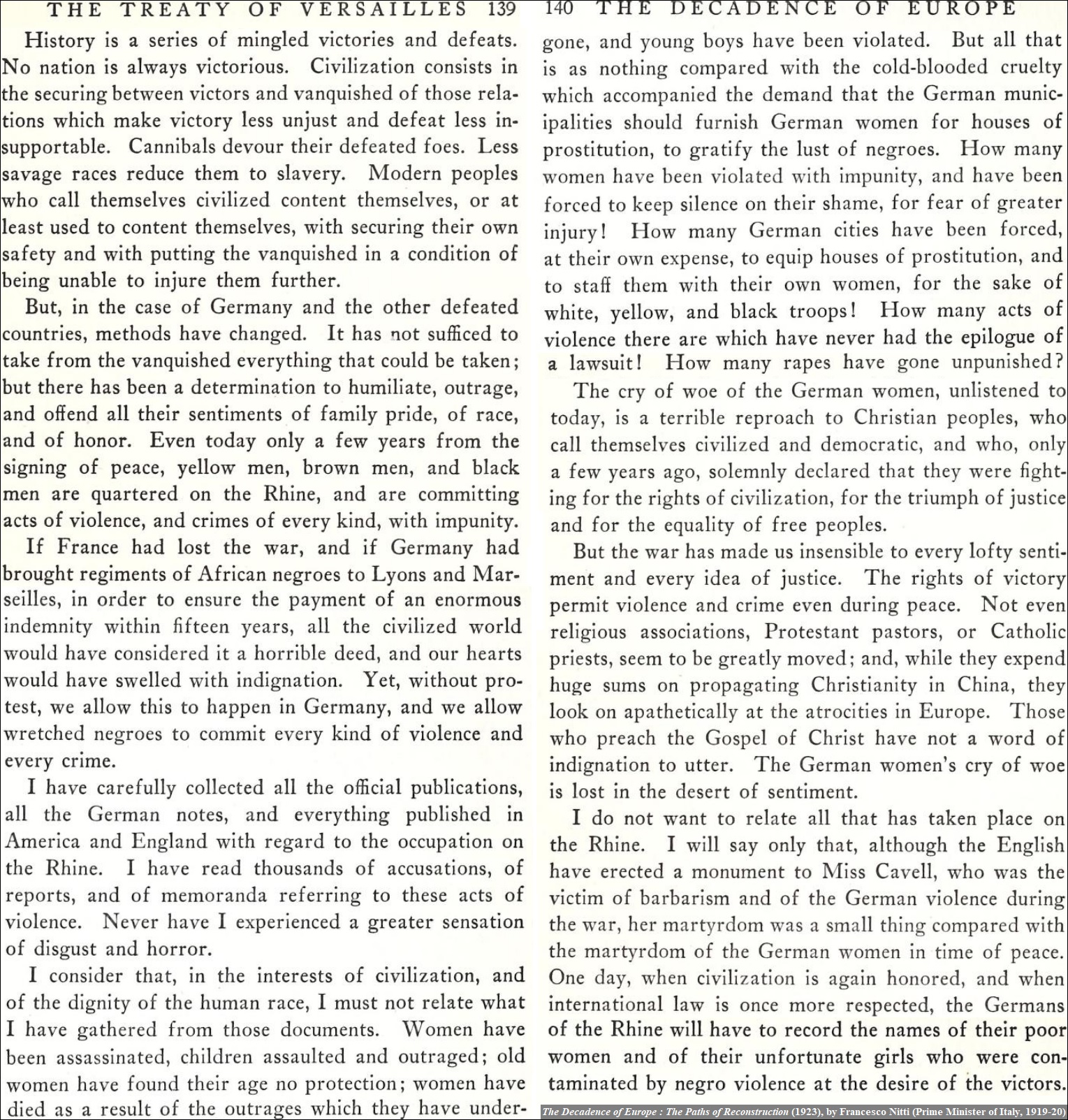WW1 The Decadence Of Europe 1923 Nitti Black Horror On The Rhine ww1-the-decadence-of-europe-1923-nitti-black-horror-on-the-rhine