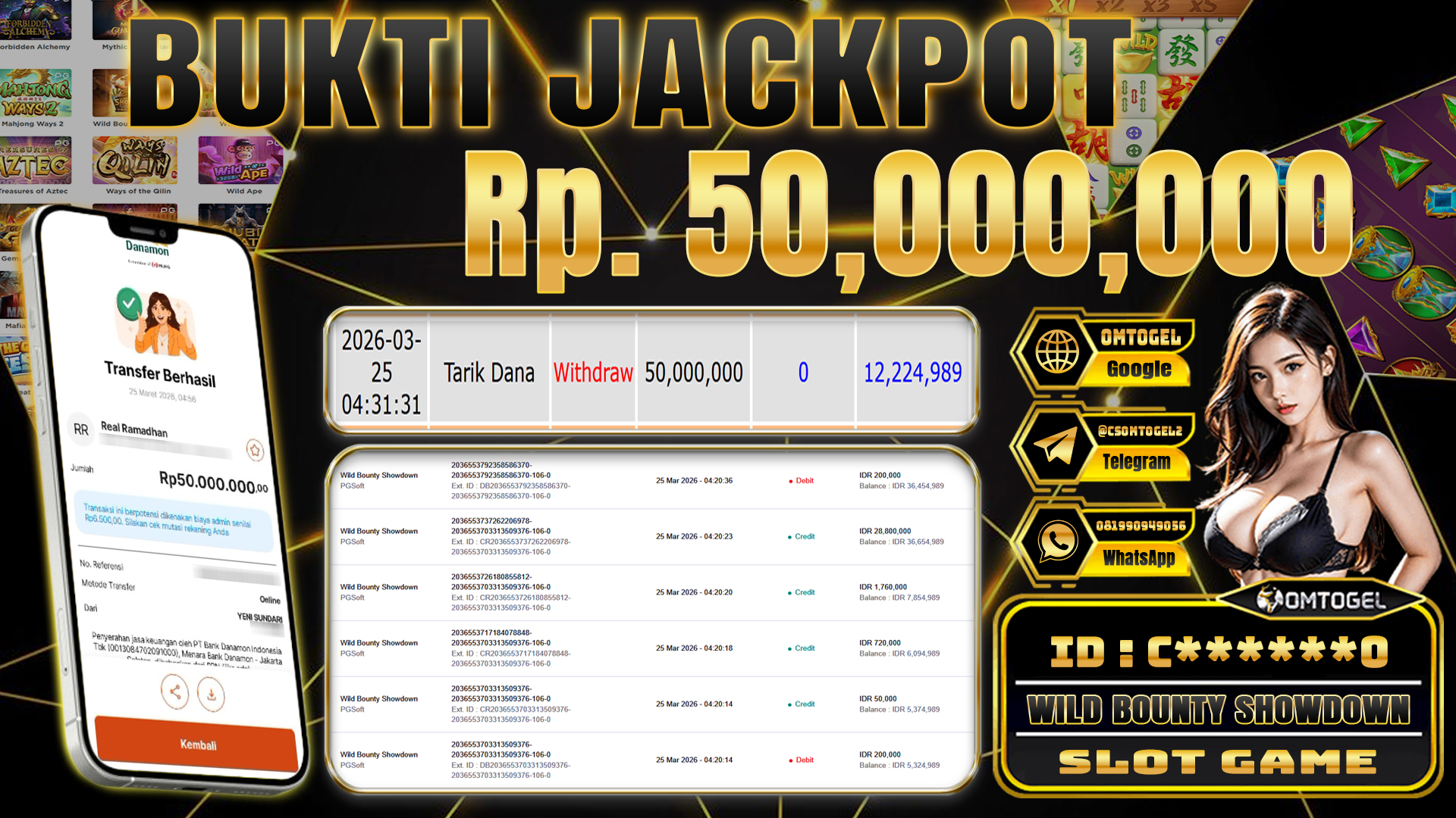 OMTOGEL JACKPOT PG SOFT WILD BOUNTY SHOWDOWN, 50 JUTA DI BAYAR LUNAS ,-