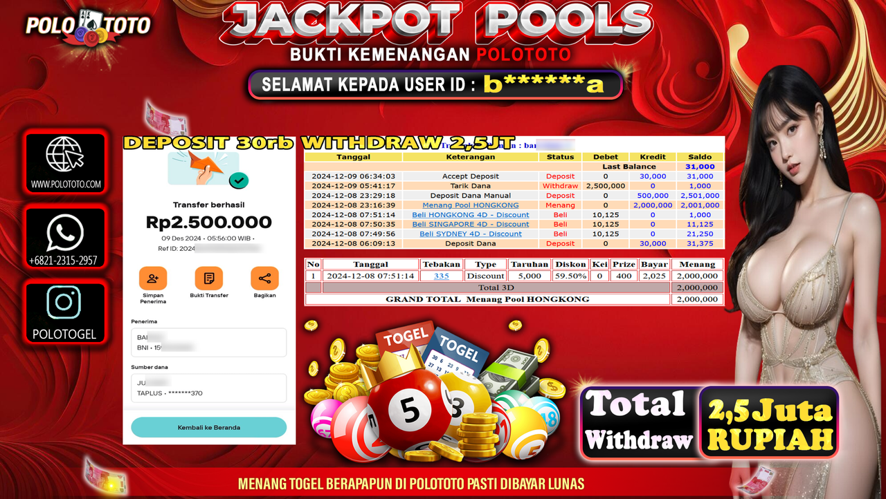 POLOTOTO JACKPOT TOGEL PASARAN HONGKONG Rp.2,500.000,-
