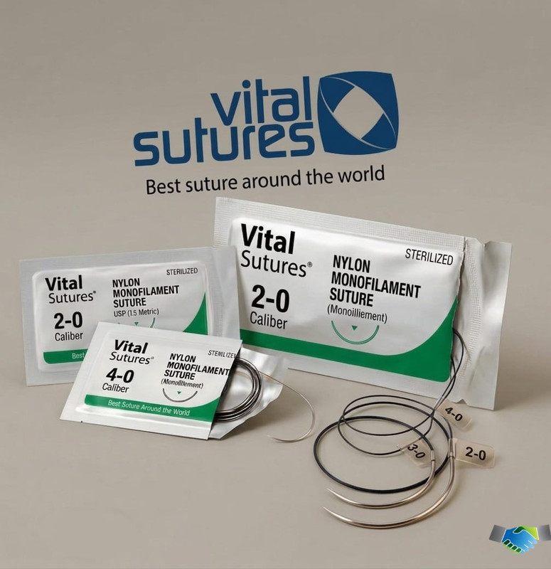 Caja de sutura Nylon Vital Sutures calibres 2-0 3-0 4-0