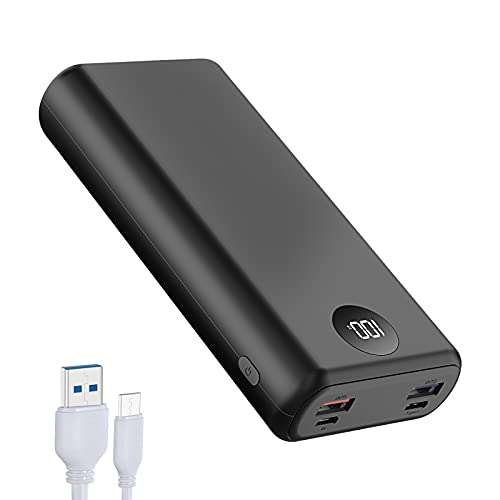 Amazon: Power Bank 20000mAh Carga Rápida 20W PD Con Pantalla LED Cargador Portátil con Cable Tipo C 3 Salidads USB de Alta Velocidad 
