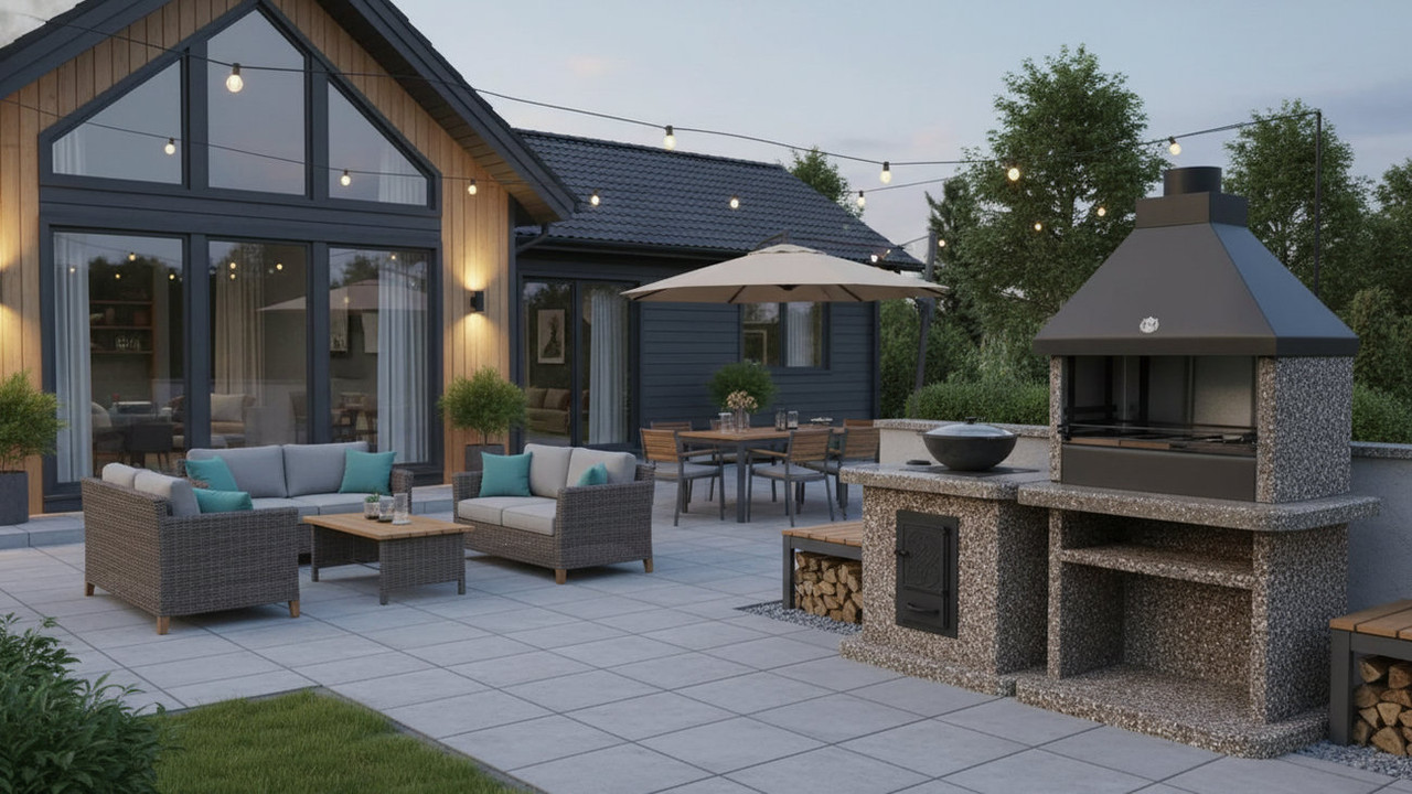 Каменный очаг как центр сада