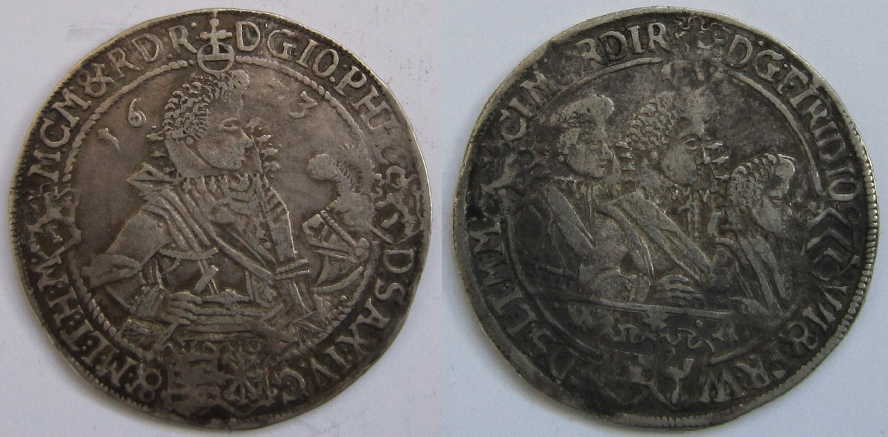 Medio Thaler del ducado de Sachsen Altenburg. Duque Johann Philipp (1601-1639). Thaler-Sajonia-Altenburg-1623