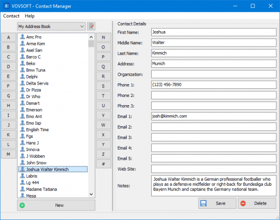VovSoft Contact Manager 1.8