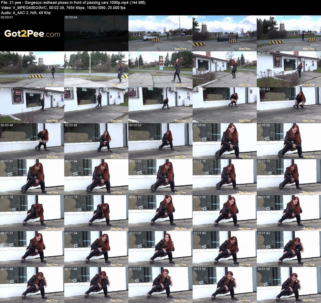 21 pee Gorgeous redhead pisses in front of passing cars 1080p