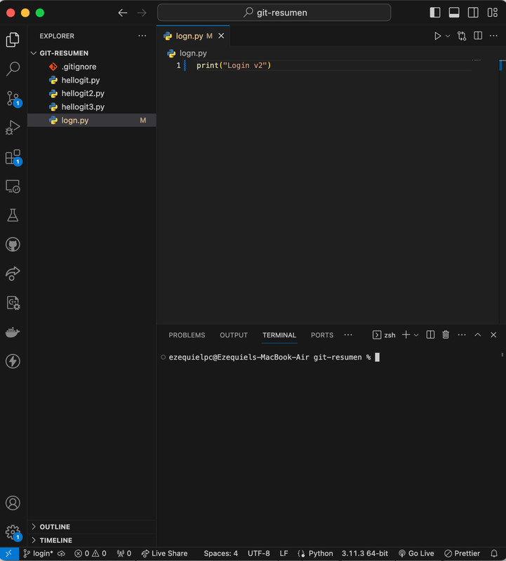 Modificación login.py Git stash