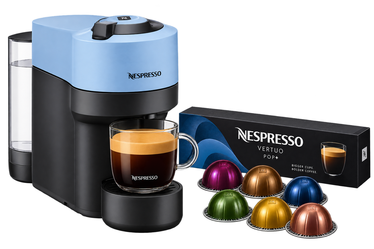 Nespresso Vertuo Pop Coffee Machine + 100 Coffee Capsules