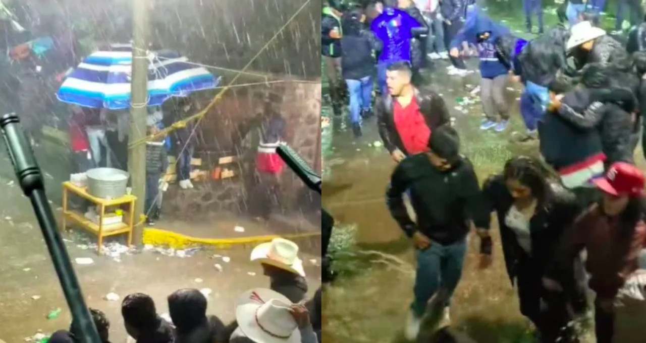 Intensa lluvia arruina la fiesta, hasta que salió “Doña Ambientes”; ya es viral