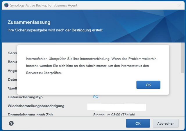 Fehlermeldungssynologie Nas Zugriff