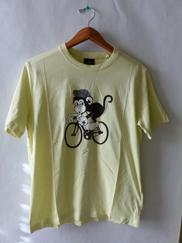 PAUL SMITH MENS REGULAR FIT GREEN COTTON TSHIRT MONKEY CYCLE SIZE L