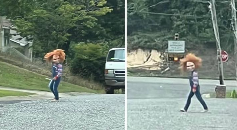 Niño de 5 años se disfraza de Chucky y aterroriza a todo un vecindario