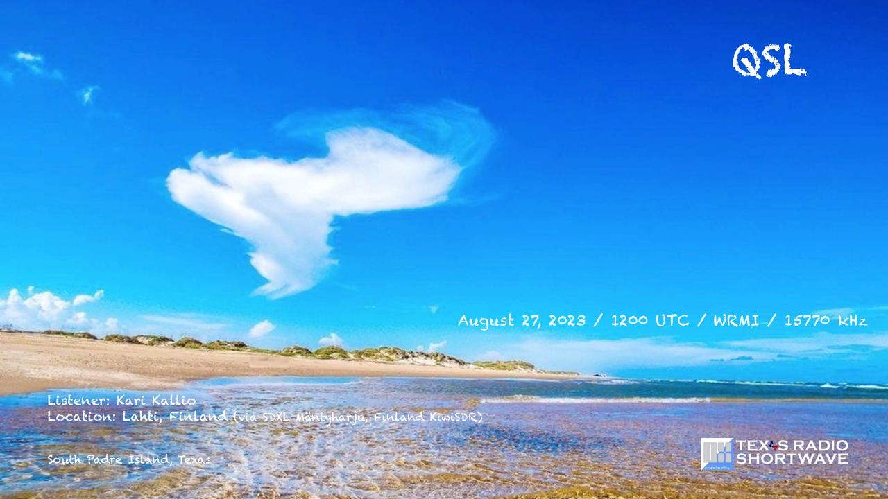 TRSW - South Padre Island Beach (15770 kHz) QSL_WRMI - Kallio-2