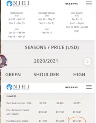 Harga penginapan Nihisumba