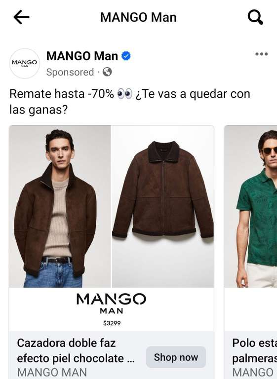 Mango Man: Hasta 70% OFF en artículos seleccionados 
