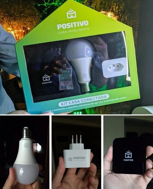 Kit Casa Conectada Positivo com Smart Controle Universal, Smart Lâmpada e Smart Plug Wi-Fi Bivolt Compatível com Google e Alexa – 3 Peças