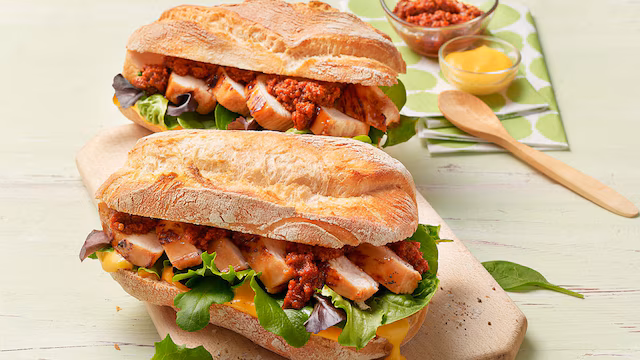 Bocadillo Montadito De Pollo Y Tomate