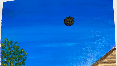 A painting of a UFO sighting