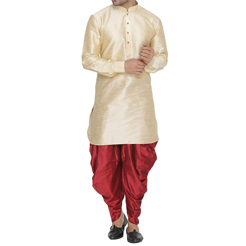 Men's Dhoti Kurta Pant Set Silk Blend Ethnic Kurta Pyjama For Wedding Wear Dress - Picture 5 of 24