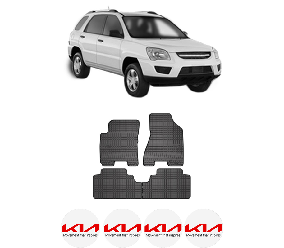 Set covorase presuri KIA SPORTAGE II VAN (KM_) din 2008-2010, auto, din cauciuc thermoplastic, 4 Stickere auto cu KIA