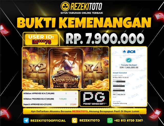 BUKTI KEMENANGAN 20 SEPTEMBER 2025 WILD BOUNTY SHOWDOWN 7 JUTA 