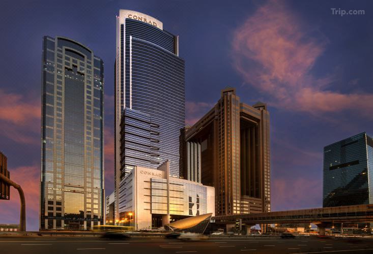 modern exterior of Conrad Dubai hotel