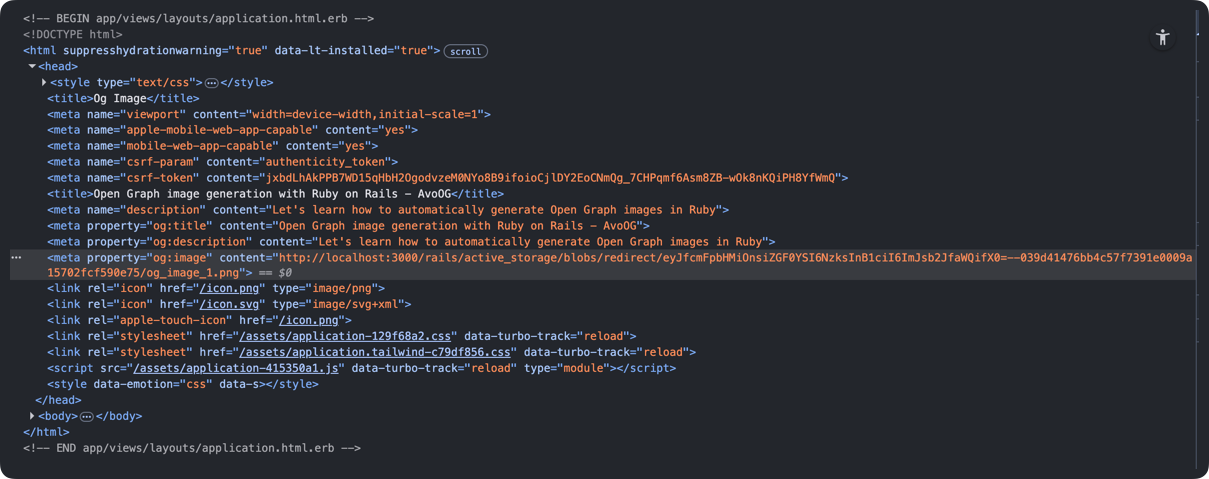 Open Graph tags with the auto generated image