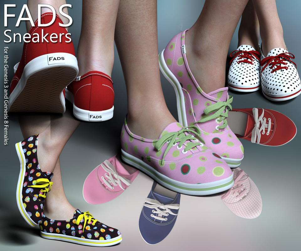 RP Fads Sneakers for Genesis 3 and Genesis 8 Females RP Fads Sneakers for Genesis 3 and Genesis 8 Females